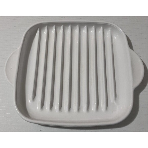 Vintage Corning Ware White Coupe Glass Microwave Rack 9' - Picture 7 of 11